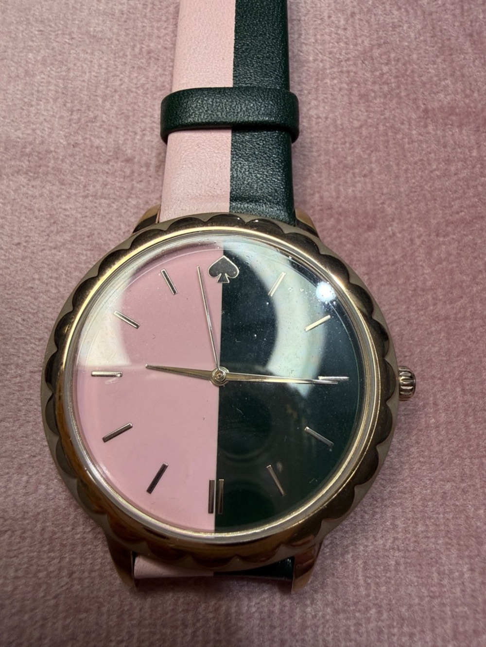 kate spade Pink and Black Two-Tone Scalloped Bezel Watch